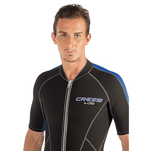 Cressi Lido 2 mm Man Short Sleeves Short Wetsuits, Black/Blue, L - Image 4