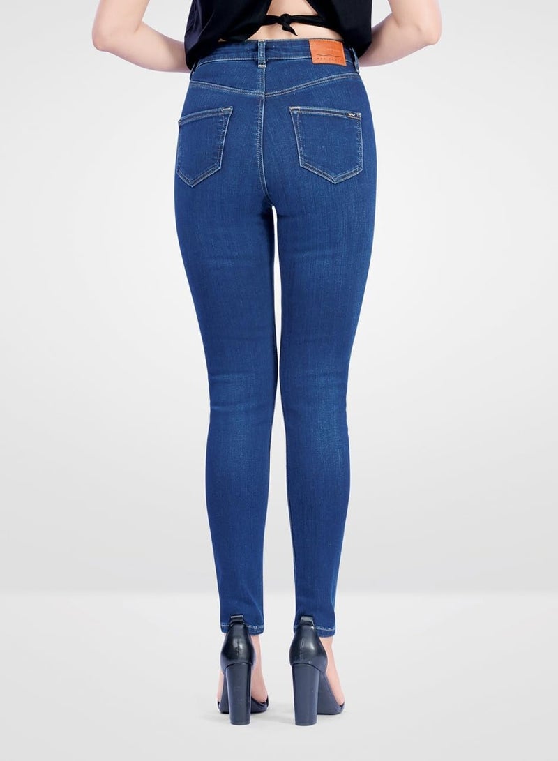 Web Denim Web Denim Blue Highwaist Skinny Stretchable Straight Denim Pant Fashionable Comfort Fit Casual Jeans With Pockets For Women  - Image 5