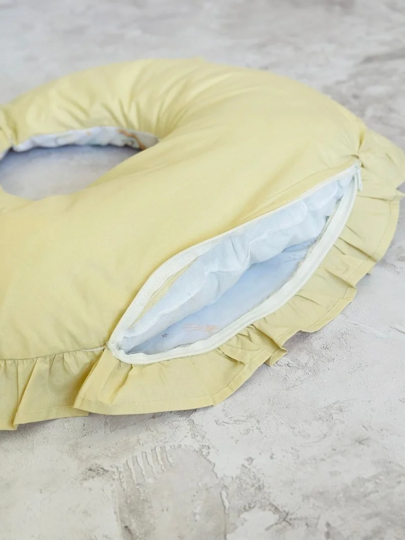جونييروس Cotton Ruffle Nursing Pillow and Support Cushion Double Sided 100% Cotton Fabric Printed