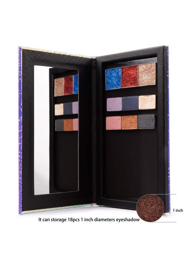 ألون لوحة مكياج فارغة على شكل حورية البحر مغناطيسية مع مرآة و20 قطعة من الملصقات المعدنية الفارغة لظلال العيون وأحمر الشفاه وأحمر الخدود والبودرة - Image 2