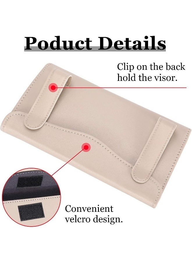 SHOWAY Car Tissue Holder, Mask Refillable Mask, Sun Visor Napkin Holder For Car, Face Hanging Paper Towel Clip, Pu Leather Box, Beige  - Image 4