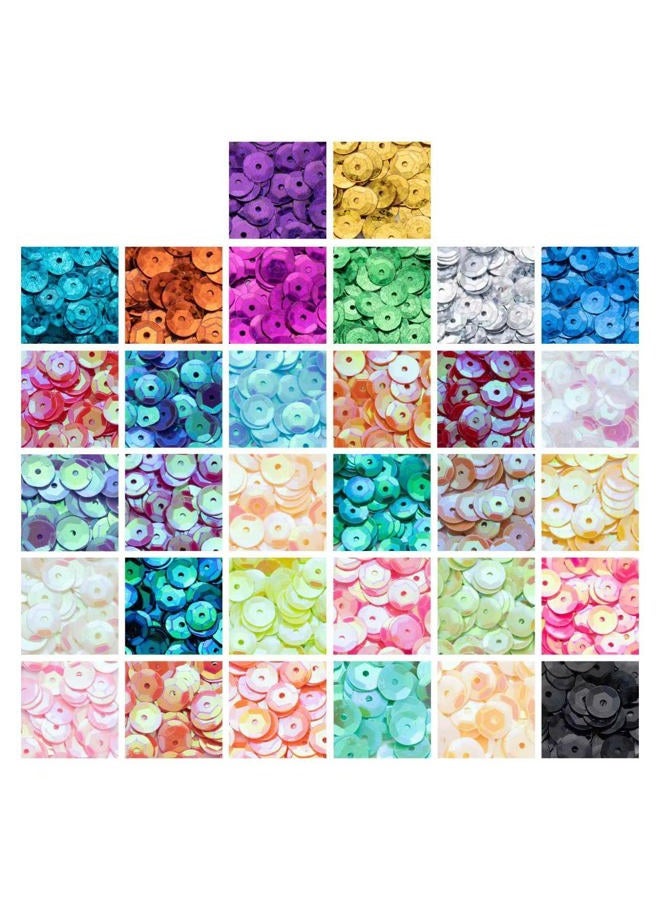 Crafare 6mm Loose Cup Sequins 32Colors 13000PCS Rainbow Sequin Bulk Iridescent Spangles Craft for Home Holiday DIY Arts Crafts - Image 1
