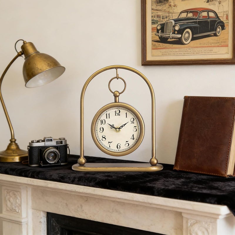 JUMBO DECOR Vintage Small Gold Table Clock, Farmhouse Table Clock, Silent Non-Ticking Battery Operated Desk and Shelf Clocks for Living Room Bedroom Kitchen Home Decor - Image 4