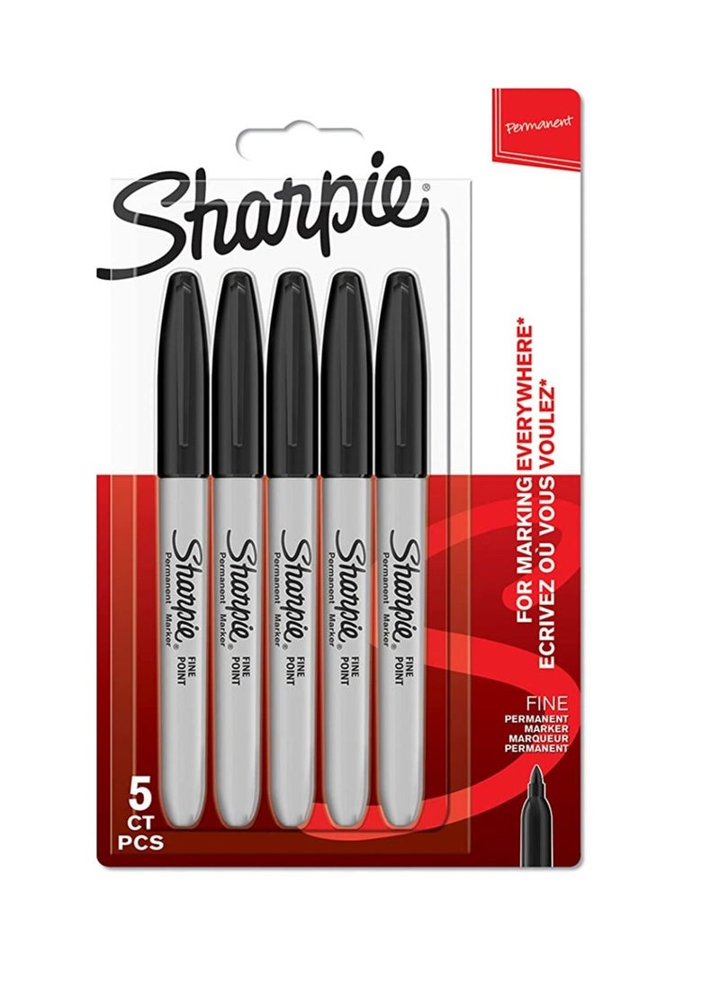 Sharpie 5-Piece Fine Tip Permanent Markers Set Black