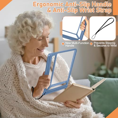 AKKYCVS 5X Full Page Magnifying Glass for Reading, Lightweight Rectangular Magnifier Provides Large Book Page Viewing Area, Handheld Magnifier for Reading Small Prints for Seniors, Low Vision-Blue - Image 3