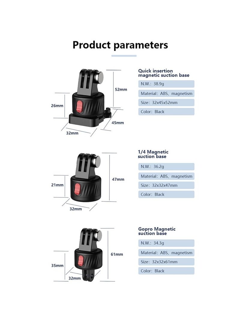 Magnetic Tripod Adapter Quick Release Base for Action Cameras Compatible with Insta 11 10 9 8 7 DJI and AKASO - Image 5