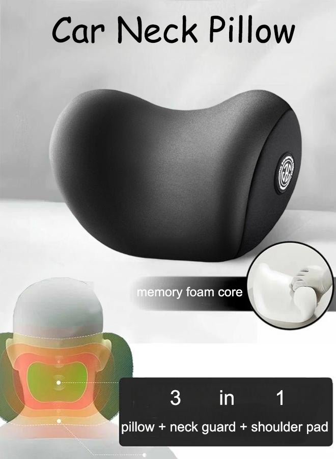 Car Seat Head Rest Neck Pillow,for Neck Pain Relief U-Shape Ergonomic Memory Foam Neck Support Pillow, Easy Installation, Soft & Comfortable Car Neck Support Pillow, Adjustable, Breathable, for Car, Travel, Office,Black - Image 1