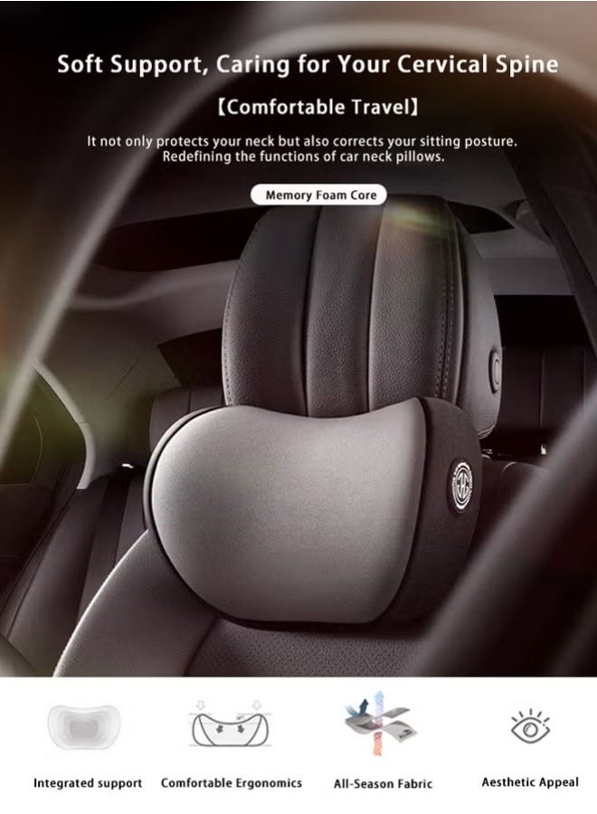 Car Seat Head Rest Neck Pillow,for Neck Pain Relief U-Shape Ergonomic Memory Foam Neck Support Pillow, Easy Installation, Soft & Comfortable Car Neck Support Pillow, Adjustable, Breathable, for Car, Travel, Office,Black - Image 3
