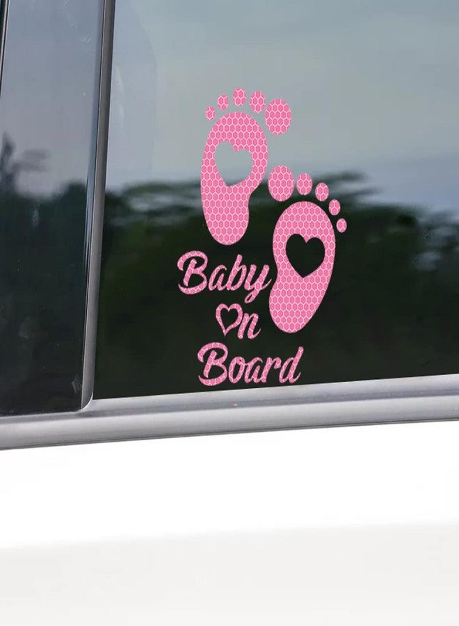 Dreothy 2pcs Footprint Baby on Board Sign Reflective Stickers, High Reflective Baby Safety Warning Vinyl Stickers for Cars Window Body Bumper Stickers,6.1x7.87 inch - Image 2