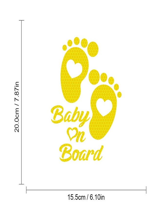 Dreothy 2pcs Footprint Baby on Board Sign Reflective Stickers, High Reflective Baby Safety Warning Vinyl Stickers for Cars Window Body Bumper Stickers,6.1x7.87 inch - Image 3