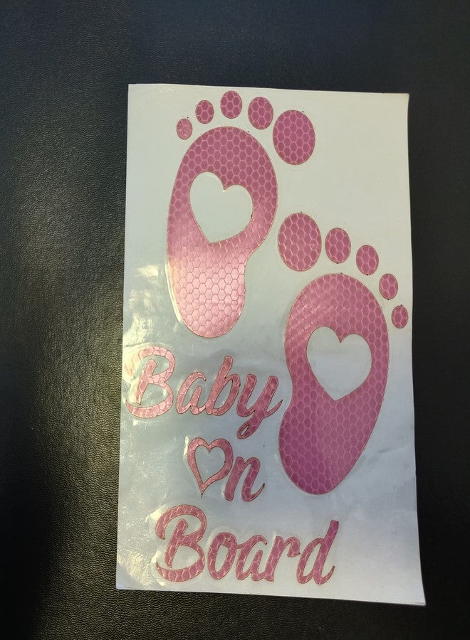 Dreothy 2pcs Footprint Baby on Board Sign Reflective Stickers, High Reflective Baby Safety Warning Vinyl Stickers for Cars Window Body Bumper Stickers,6.1x7.87 inch - Image 4