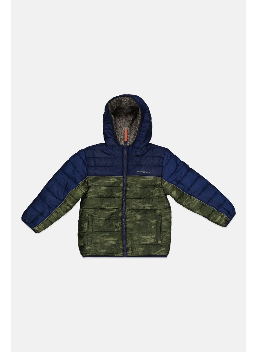 Weatherproof Kids Boy Two Tone Reversible Quilted Jacket, Green Combo  - Image 1