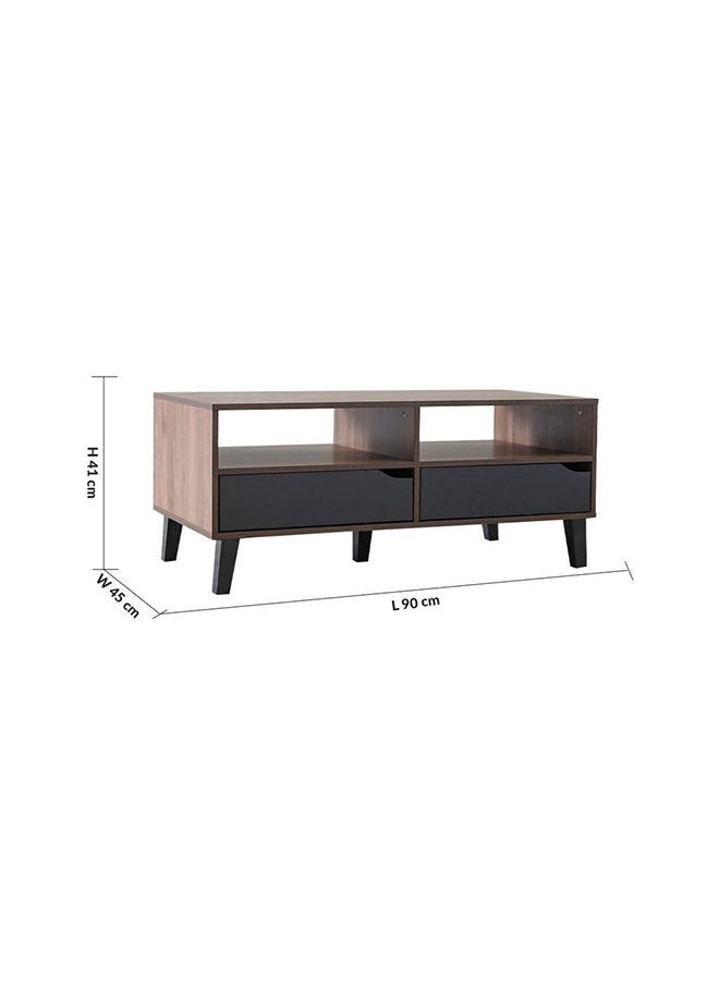 DANUBE HOME Jilly 2 Drawer Coffee Table Multifunctional Living Room Desk Space Saving Center Table Modern Design Furniture For Home Living Room L 110 x W 55 x H 47 cm Columbia/Black  - Image 5