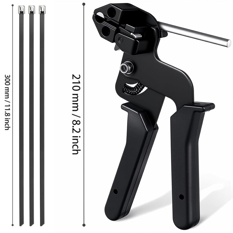 Balabulala Black Metal Zip Ties with Stainless Steel Cable Tie Gun for Fastening and Cutting Metal Cable Ties, with 100pcs 11.8inch Uv Resistant Steel Zip Ties for Chain Link Fence, Exhaust Pipe - Image 2
