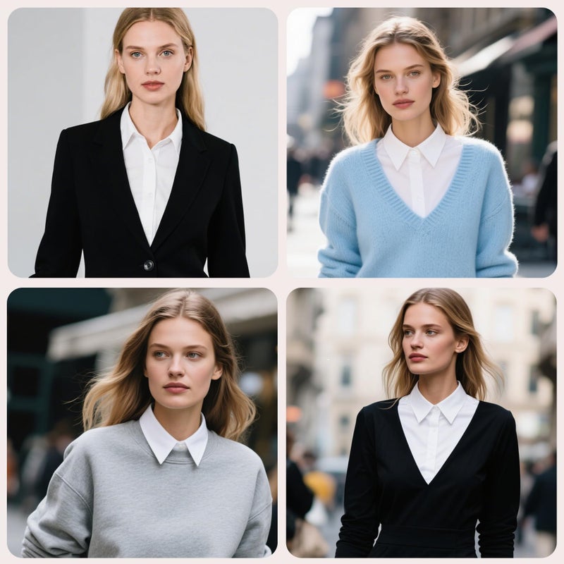 Yymobt Fake Collar Detachable Dickey Collar Faux False Collar Blouse Half Shirt Collars Tops for Women Daily Graduation Halloween White - Image 2