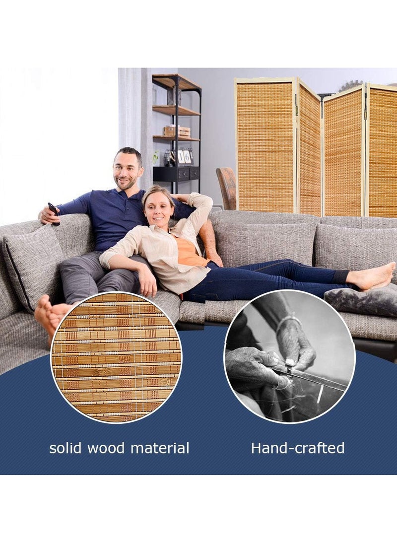 Generic 𝐅𝐅𝐃 Wooden Room Divider with Foldable Panels | Freestanding 4-Panel Privacy Screen | Lightweight & Durable Room Separator for Living Room, Bedroom, Office | Portable, No Assembly Required, Stylish Rattan Finish  - Image 3