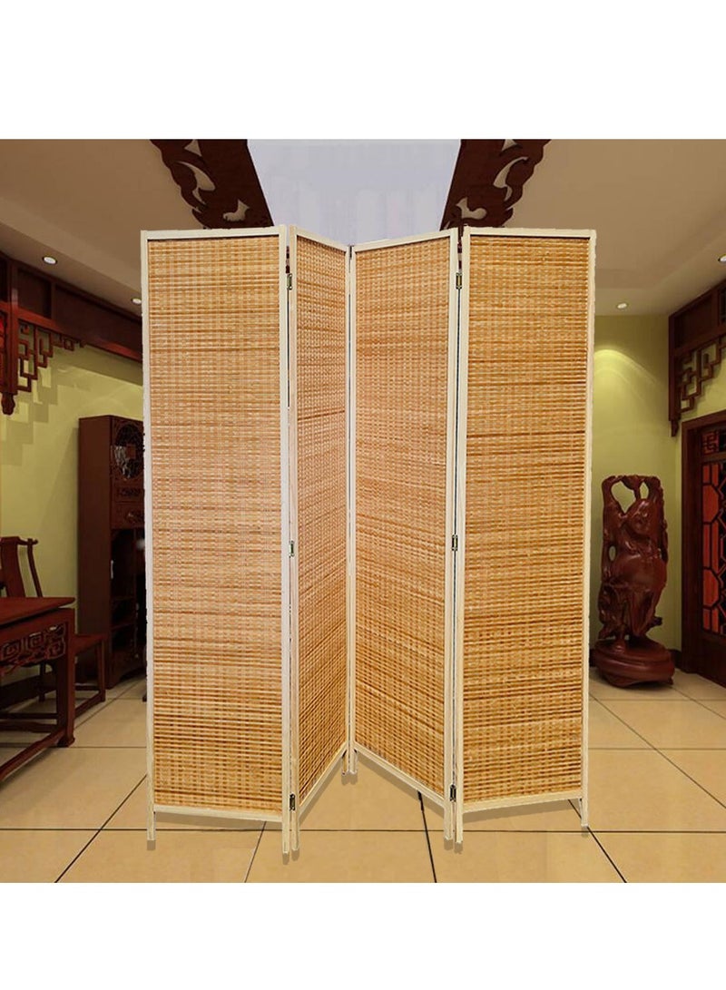 Generic 𝐅𝐅𝐃 Wooden Room Divider with Foldable Panels | Freestanding 4-Panel Privacy Screen | Lightweight & Durable Room Separator for Living Room, Bedroom, Office | Portable, No Assembly Required, Stylish Rattan Finish  - Image 5