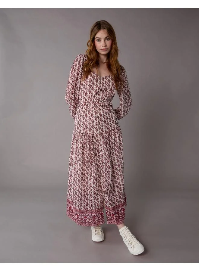 American Eagle Tie Side Midi Shirt Dress