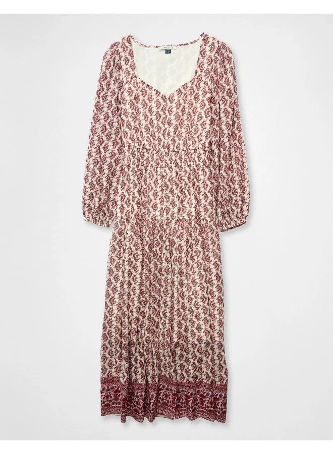American Eagle Tie Side Midi Shirt Dress