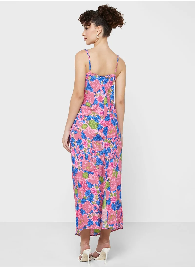 VERO MODA Cowl Neck Floral Dress