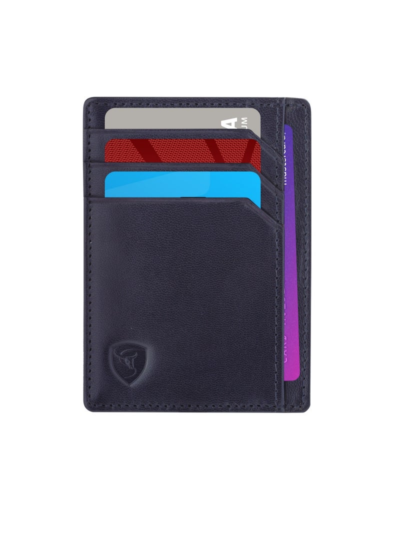 SKENZBI - Slim Credit Card Holder Minimalist Zip Wallet with coin pocket Blue - Image 1
