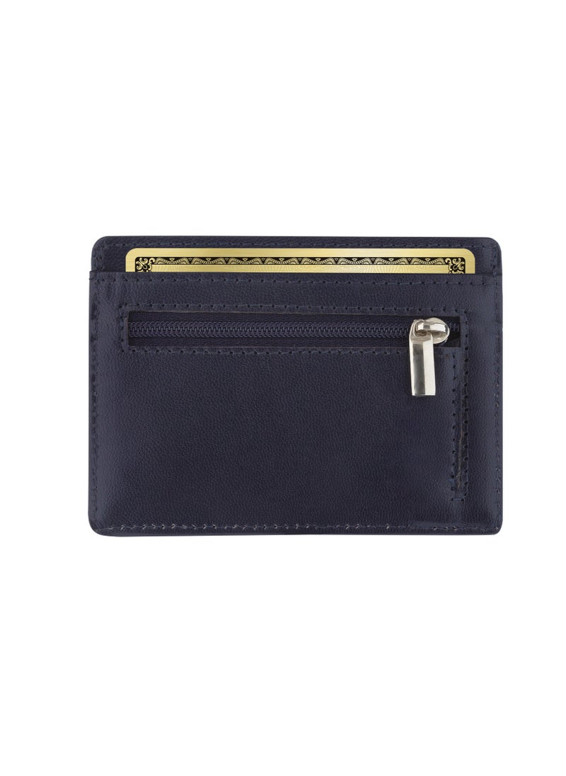 SKENZBI - Slim Credit Card Holder Minimalist Zip Wallet with coin pocket Blue - Image 1
