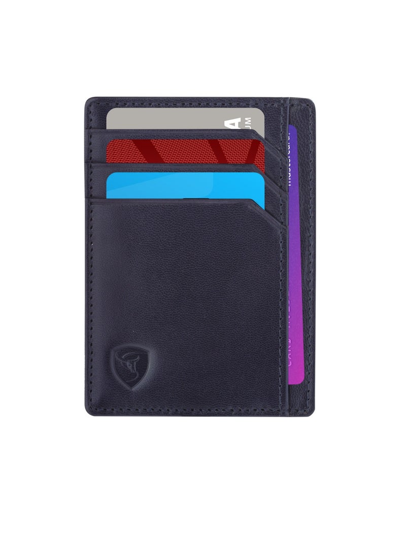 SKENZBI Slim Credit Card Holder Minimalist Zip Wallet with coin pocket Blue  - Image 2