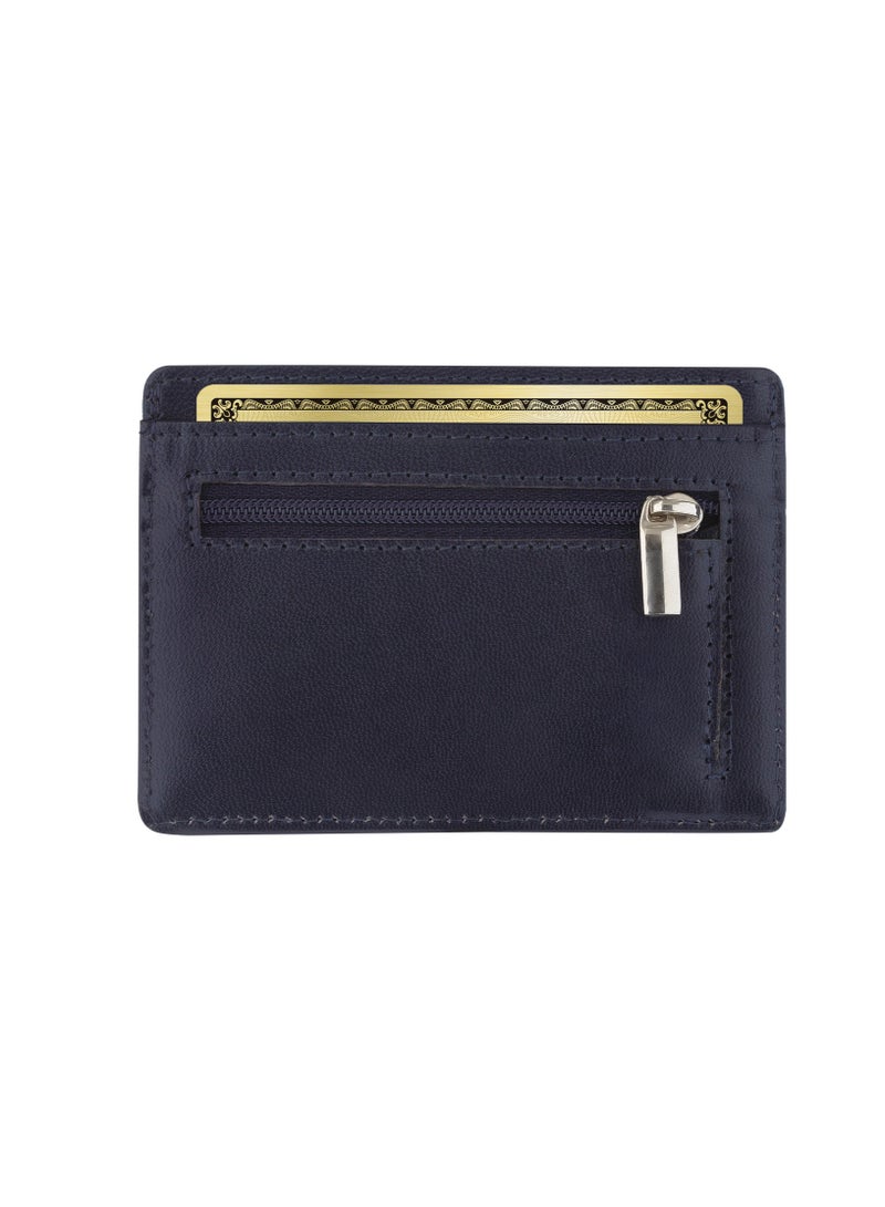 SKENZBI Slim Credit Card Holder Minimalist Zip Wallet with coin pocket Blue  - Image 4