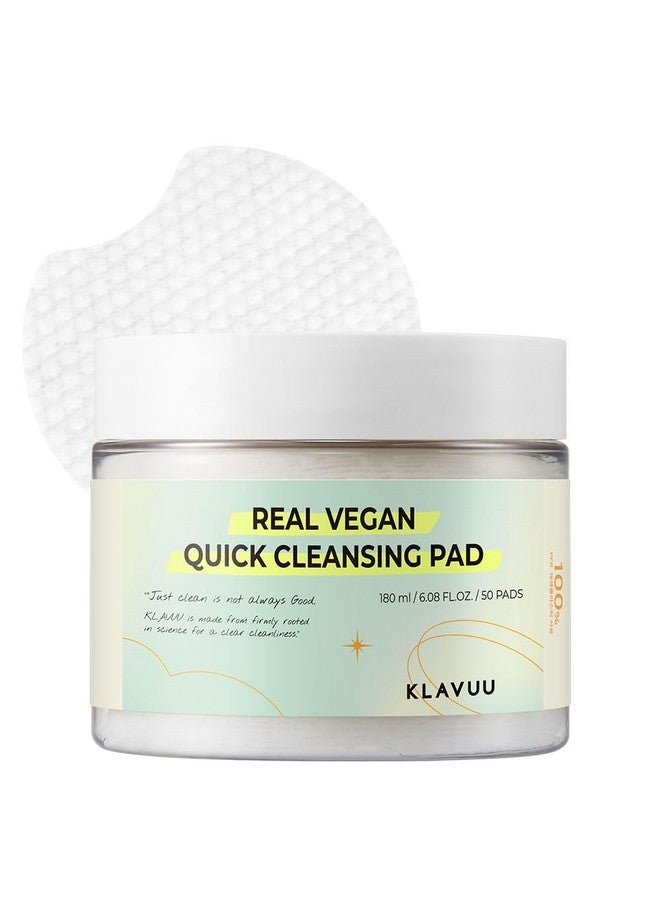 Klavuu Real Vegan Quick Cleansing Pad Gentle Makeup Remover Deep Pore Cleansing Soothing & Moisturizing Formula Hypoallergenic Ideal For Sensitive Skin 50Counts - Image 1