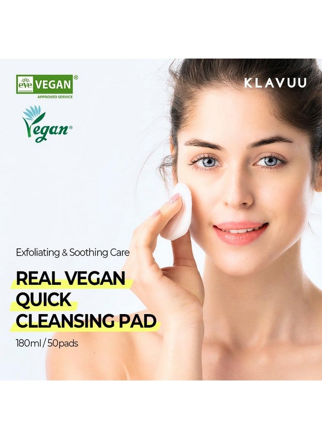Klavuu Real Vegan Quick Cleansing Pad Gentle Makeup Remover Deep Pore Cleansing Soothing & Moisturizing Formula Hypoallergenic Ideal For Sensitive Skin 50Counts - Image 2