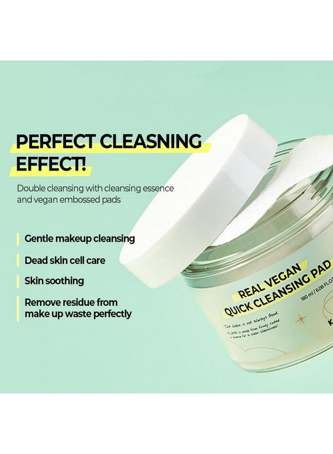Klavuu Real Vegan Quick Cleansing Pad Gentle Makeup Remover Deep Pore Cleansing Soothing & Moisturizing Formula Hypoallergenic Ideal For Sensitive Skin 50Counts - Image 3