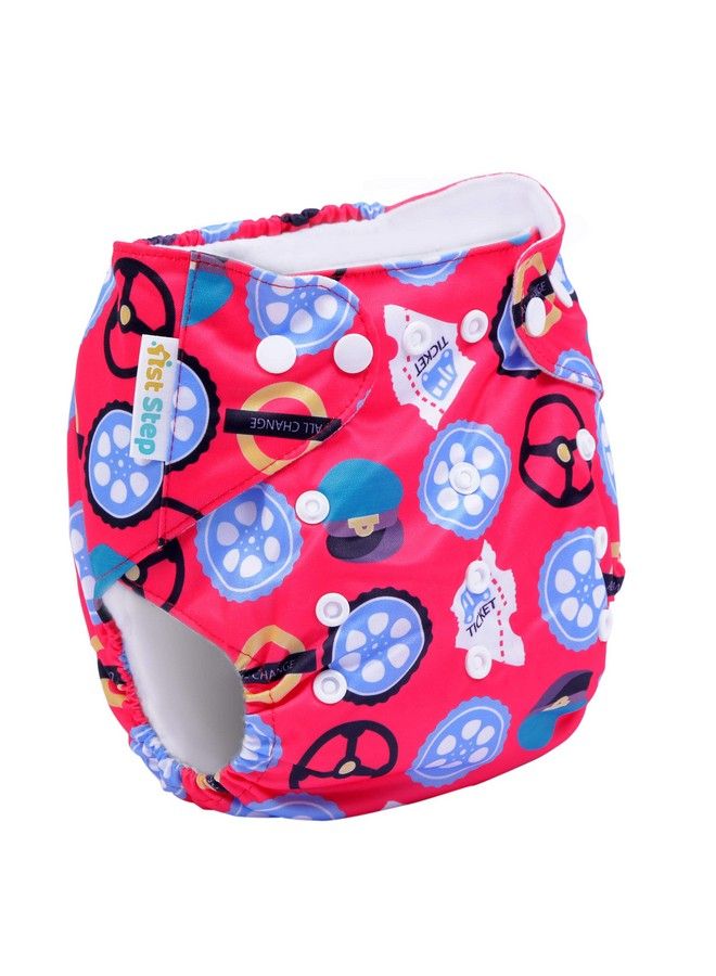 1st Step Size Freesize Adjustable Washable And Reusable Diaper With Diaper Liner (Wheels) - Image 1