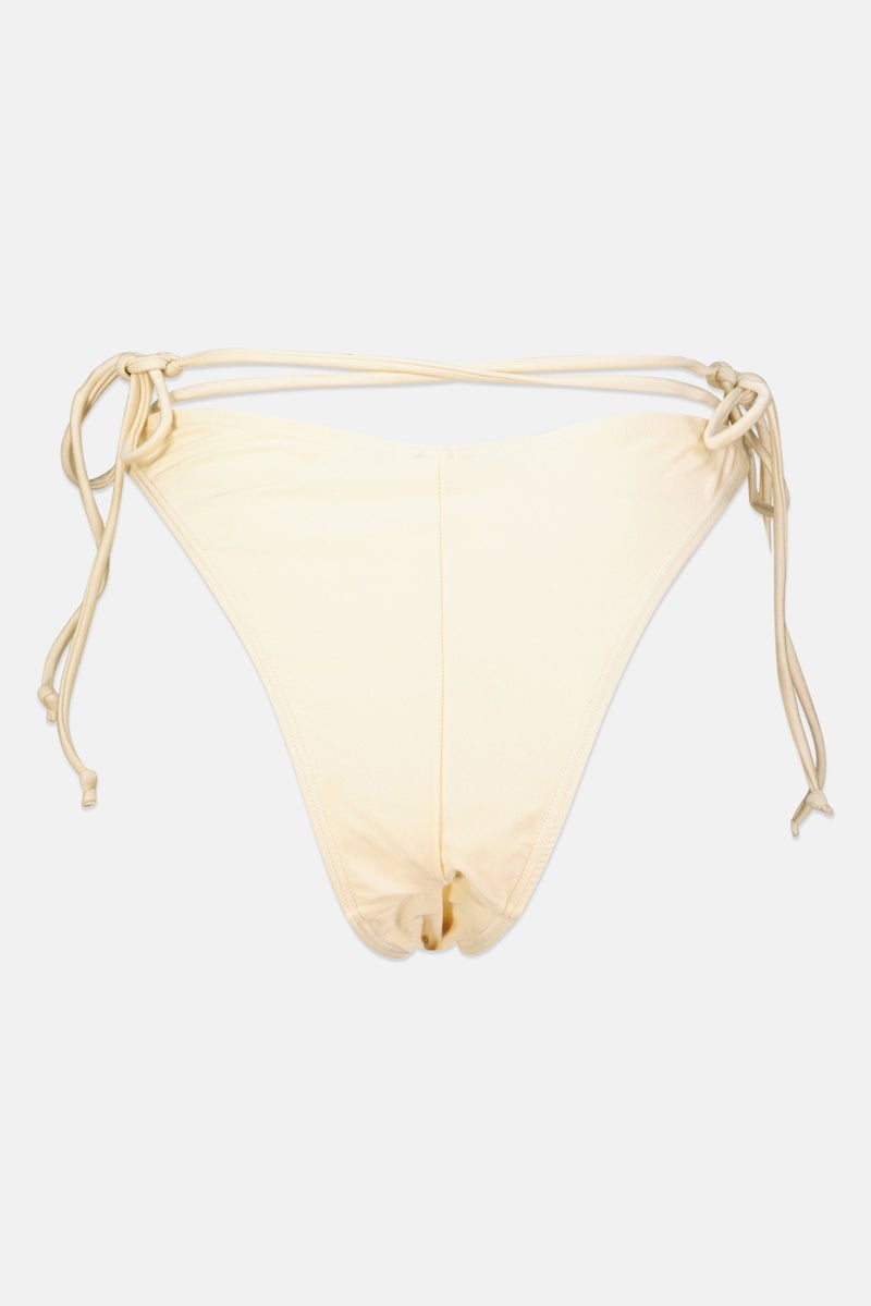 SOUTH BEACH Women Plain Tie Side Bikini Bottom, Cream  - Image 2