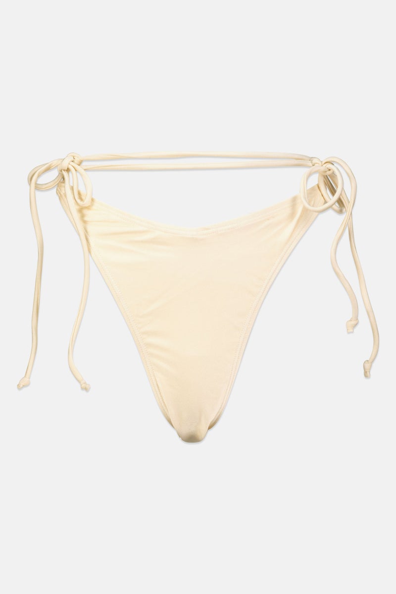 SOUTH BEACH Women Plain Tie Side Bikini Bottom, Cream  - Image 1