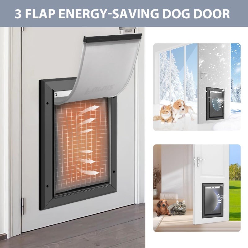 Petoasis [Petoasis] 3-Flaps Dog Door for Wall, Rust Proof Aluminum Alloy Frame, Extreme Weather Dog Door Can Block Wind, Snow, and Rainwater Intrusion (Black, Large for Wall) - Image 5