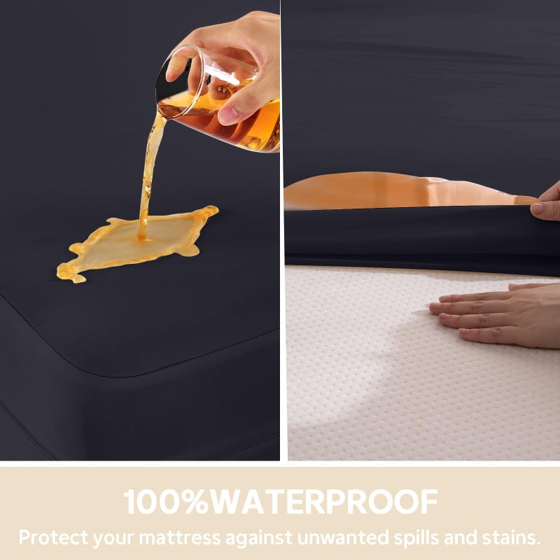 QUWOU Twin XL Mattress Protector Waterproof (8â€-10â€Depth) â€“ Premium Zippered Mattress Encasement Bed Cover, Noiseless Breathable Machine Washable Six-Sided Mattress Cover for Bed, Black - Image 2