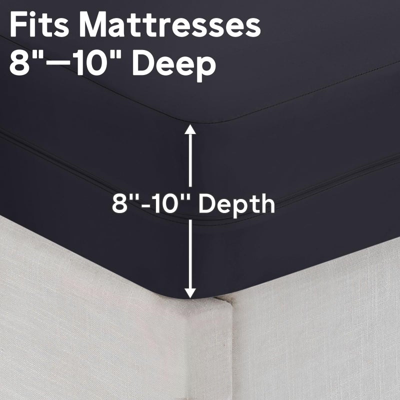 QUWOU Twin XL Mattress Protector Waterproof (8â€-10â€Depth) â€“ Premium Zippered Mattress Encasement Bed Cover, Noiseless Breathable Machine Washable Six-Sided Mattress Cover for Bed, Black - Image 5