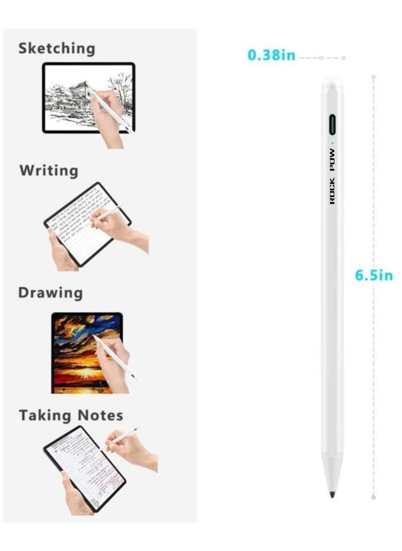 Rock Pow - Stylus Pen for iPad with Palm Rejection, Active Pencil Compatible with (2018-2022) iPad Pro 11 & 12.9 inch, iPad 9th/8th/7th/6th Gen, iPad Air 5th/4th/3rd Gen,iPad Mini 6th/5th White - Image 1