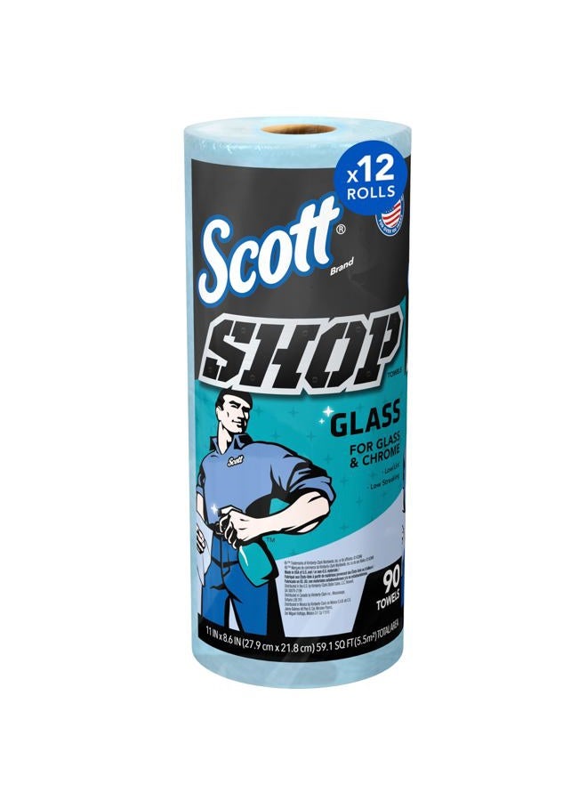 Scott Scott® Shop Towels Glass™ (32896), Blue Shop Towels for Glass, Mirrors and Chrome, 8.6"x11" sheets (90 Towels/Roll, 12 Rolls/Case, 1,080 Towels/Case)  - Image 1