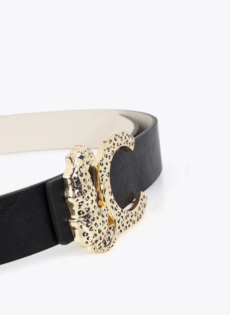 Lola Casademunt Reversible Belt with Animal Logo Buckle