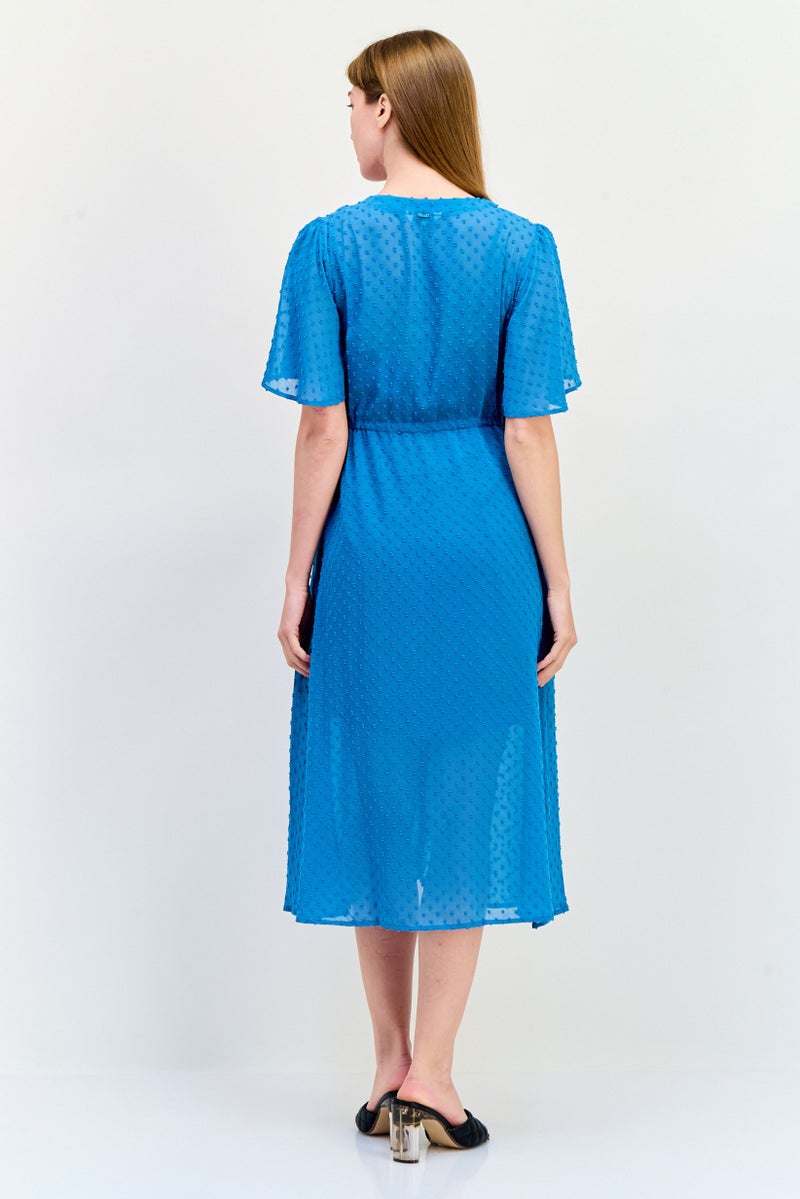 SALSA Women Textured Midi Dress, Teal Blue - Image 2