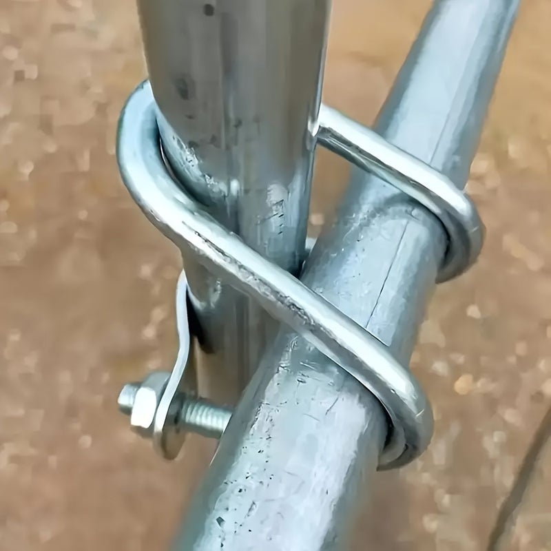 2 قطعة من مشابك البراغي المعدنية القابلة للتعديل بقطر 1.25 بوصة على شكل حرف U مزدوجة، سطح مصقول تستخدم للتعليق الخارجي ودعم الحديقة والمزرعة والفناء والعشب. - Image 3