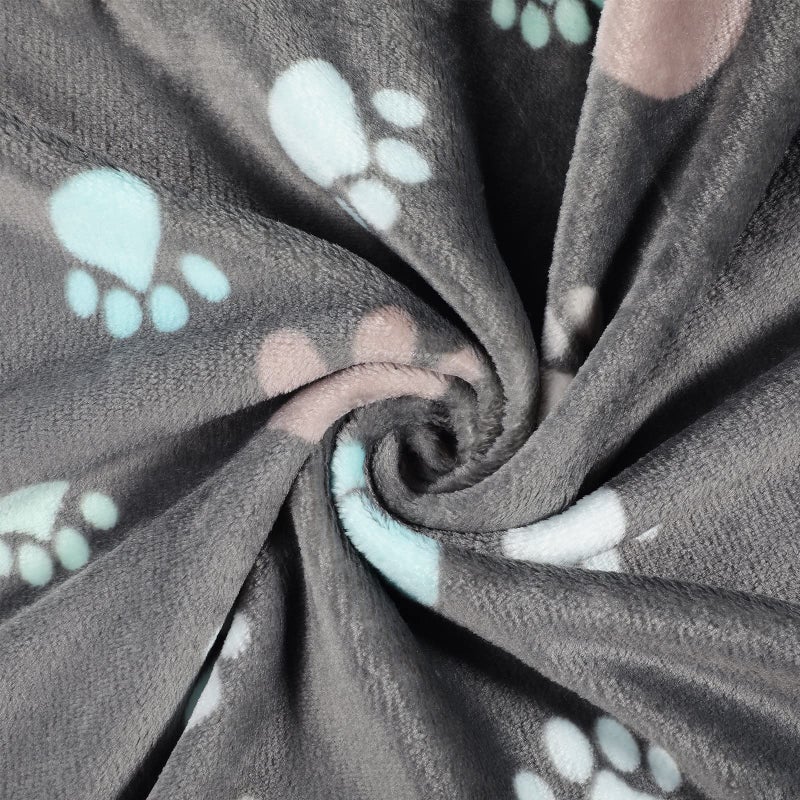 Tegeme 12 Pcs Pet Blankets Soft Fluffy Fleece Dog Cat Warm Paw Print Pattern Blankets Flannel Throw for Pets Dog Puppy Cat(23 x 16 Inch,Dark Gray) - Image 3