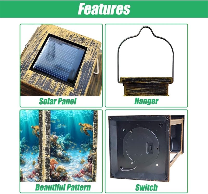 فانوس شمسي خارجي مقاوم للماء باللون الأزرق 7 مصابيح معلقة للحديقة والفسحة - Image 4