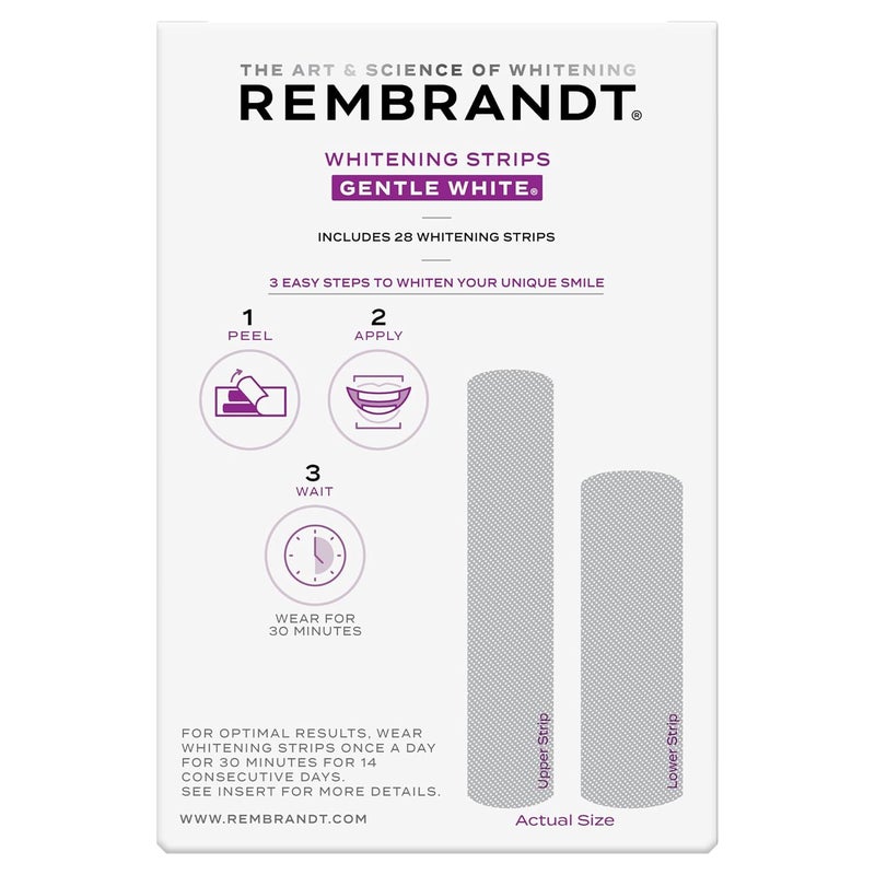Rembrandt Teeth Whitening Strips Gentle White Sensitive Teeth Whitening Gently Remove Tough Stains EnamelSafe 28 Whitening Strips 14 Treatments - Image 3