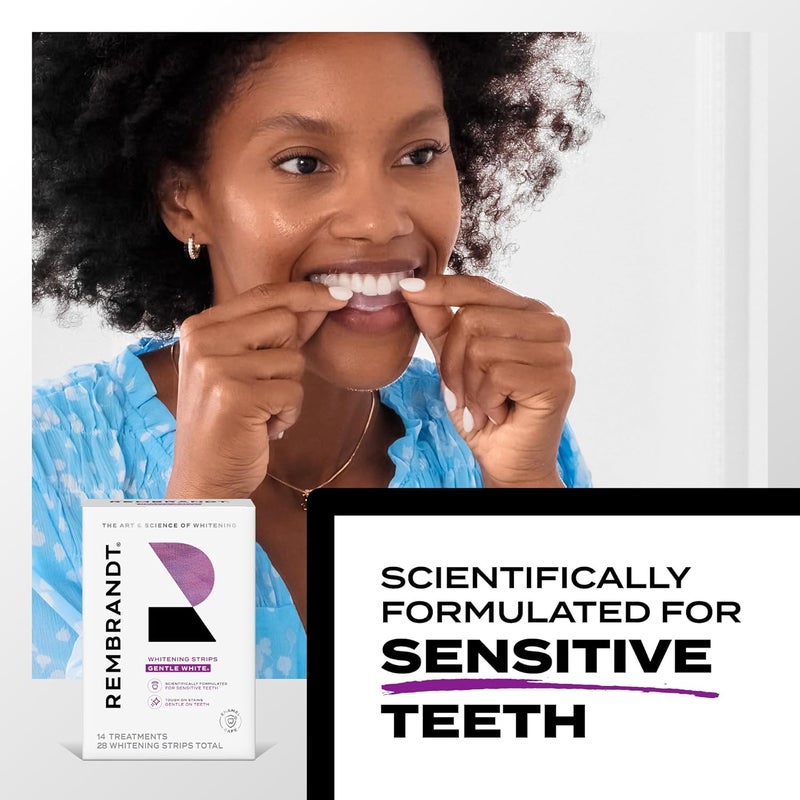 Rembrandt Teeth Whitening Strips Gentle White Sensitive Teeth Whitening Gently Remove Tough Stains EnamelSafe 28 Whitening Strips 14 Treatments - Image 5