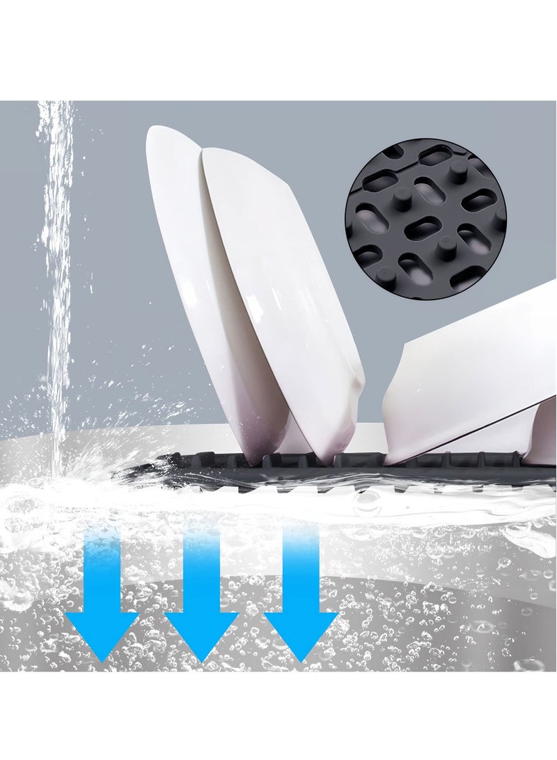 SYOSI Silicone Dish Drying Mat Multifunctional Draining Board Mats with Drain Holes High Purity Silicone Drying Mat Flexible Rubber Dish Draining Mat for Kitchen Counter 43x32cm Grey - Image 4