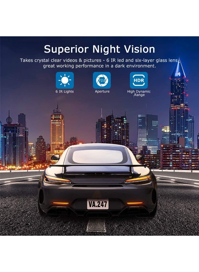 ORSKEY Dash Cam Front and Rear 1080P Full HD Dual Dash Camera, 170° Wide Angle, HDR, 3.0" LCD Display, Night Vision, Motion Detection, and G-Sensor - Image 3