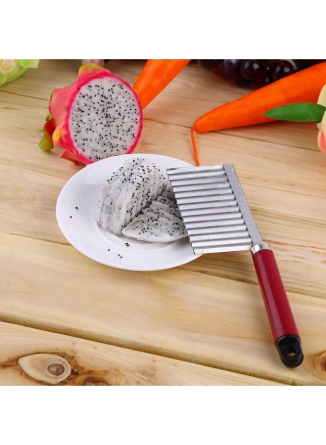 Wavy Blade French Fry Cutter – Crinkle Cut Potato Slicer and Vegetable Chopper Knife for Carrots, Cucumbers & Veggies – Stainless Steel Kitchen Cutting Tool - Image 2