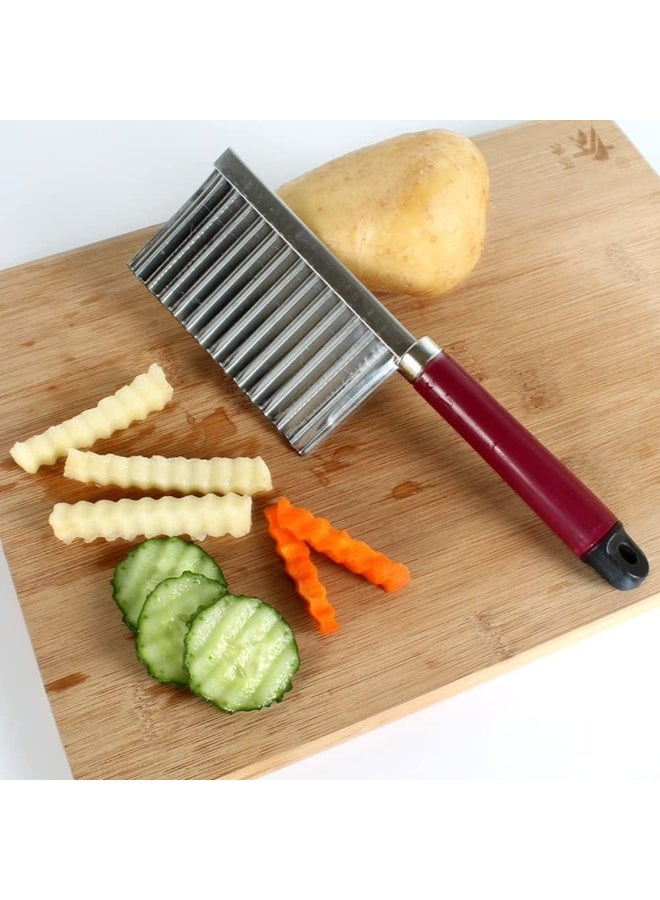Wavy Blade French Fry Cutter – Crinkle Cut Potato Slicer and Vegetable Chopper Knife for Carrots, Cucumbers & Veggies – Stainless Steel Kitchen Cutting Tool - Image 4